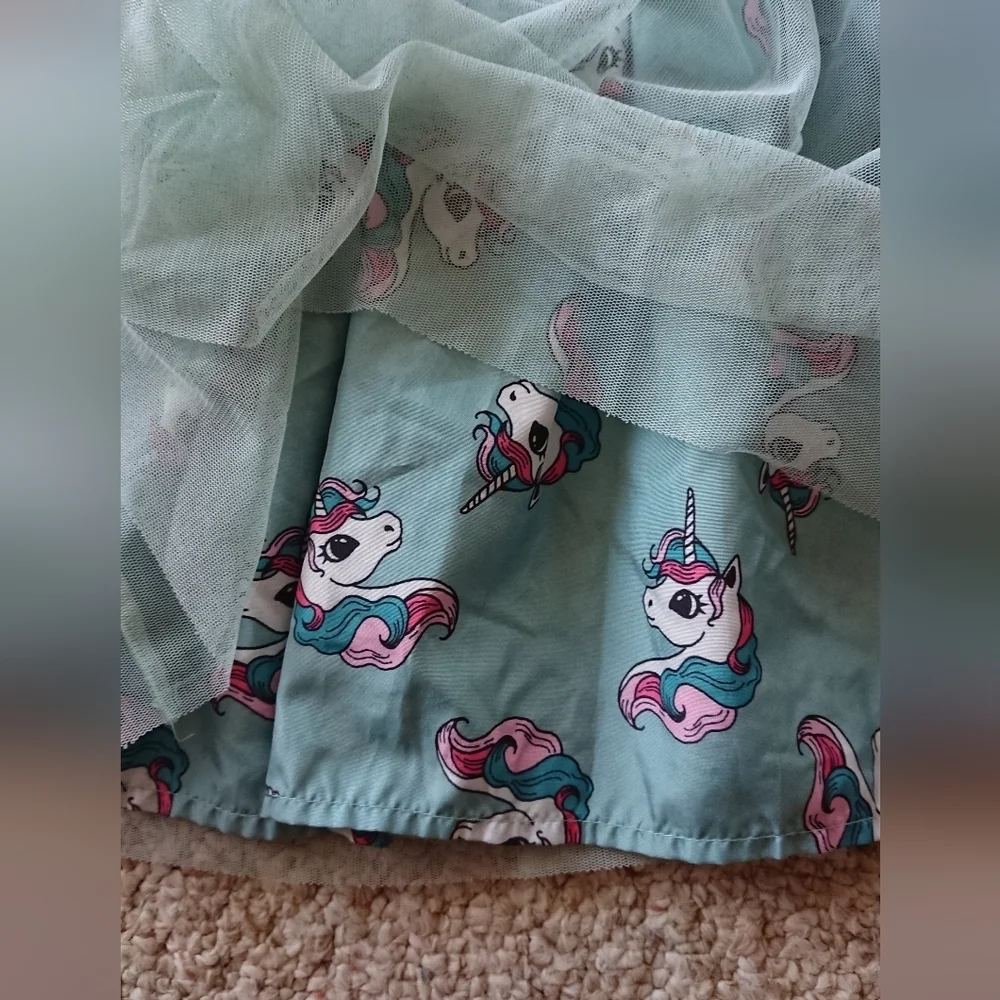 H & M Dusky green Unicorns Tulle skirt size 4-6